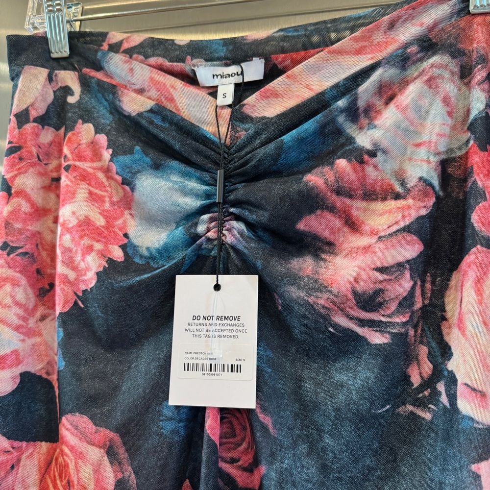 NWT Miaou Preston Skirt in Decades Rose Midi with Slit Floral - Picture 7 of 12